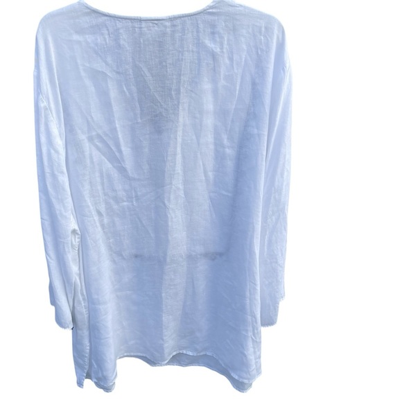 J. Jill Love Linen White Tunic Navy Embroidery, Resort, Vacation, Beach, Plus 4X - Picture 7 of 9